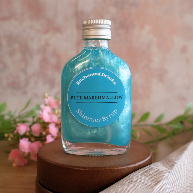 blue marshmallow shimmer syrup for drinks