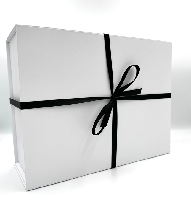 White Gift Box with Black Ribbon