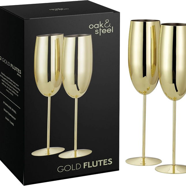 Stainless Steel Gold Champagne Flutes