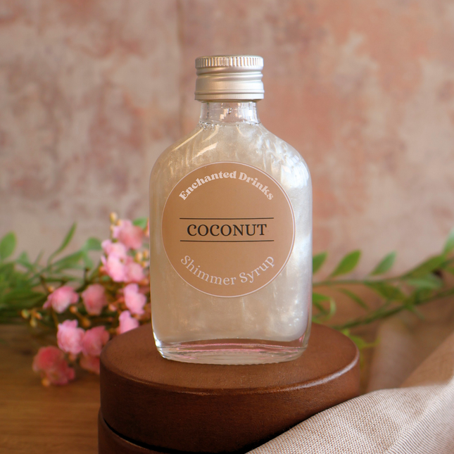 Coconut flavoured shimmer syrup for drinks