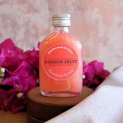 Passionfruit flavoured shimmer syrup for drinks