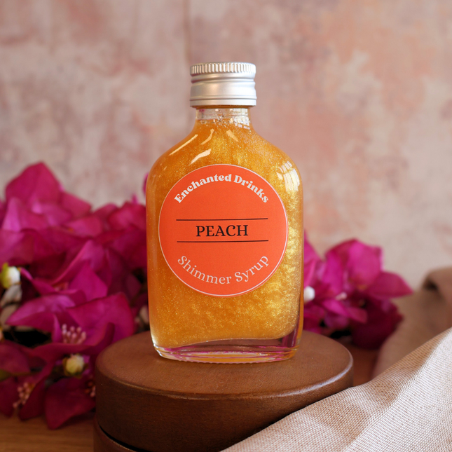 Peach flavoured shimmer syrup for drinks