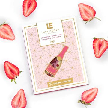 Luxury Strawberry Champagne White Chocolate Bar - Enchanted Drinks